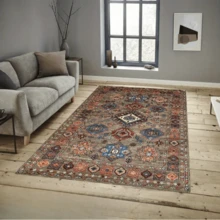 Eternal Piece, Retro Brown Bohemian Area Carpet-Persian Style, Non-Slip And Stain-Resistant, Very Suitable For Living Room, Bedroom And Entrance-Soft Crystal Velvet, With Non-Slip Backing, Living Room Carpet - A - View 10