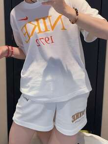 Quần short thể thao Nike Letter Lace-Up thoáng khí, dáng rộng, thoải mái, dành cho nữ, màu trắng ngà. - cánh buồm trắng - Xem 8