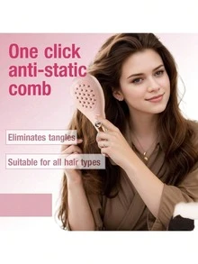 1/2 piezas - Peine de masaje telescópico de autolimpieza, peine de masaje portátil antiestático para el cuero cabelludo, adecuado para todo tipo de cabello, peine de masaje para el cabello portátil, peine antiestático para el hogar, peine retráctil, peine de masaje mágico, peine limpiador para el cuero cabelludo y el cabello dañado, antiestático, no daña el cabello, cabello esponjoso, uso doméstico portátil, artículos esenciales para viajes y vacaciones, accesorios para el cabello para mujeres, adecuado para la temporada de regreso a la escuela - Peine telescópico - Ver 3