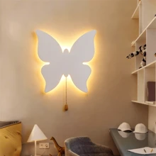 1 st flytande molnvägglampa, batteridriven LED-nattlampa, varmvitt ljus med utdragbar strömbrytare, stjärn-, måne- och fjärilsmönster, lämplig för barnrum, barnrum, babyfest, konstnärlig tecknad molnlampa, ingen kontakt krävs, presentkreativitet, barnrum, sovrumslampa (exklusive batteri) - Batteriversion - Visa 1