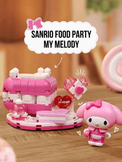 Wonderful Bricks Food Party Series Building Block, Strawberry Mousse Dessert Display Model, Cute Dessert-Themed Character Figure Set, Creative DIY Assembly Bricks, Adorable Collectible Display Decoration, Fun Building Stress-Relieving Play, Desk Decor Collection Piece, Ideal Gift For Anime Collectors, Building Block Enthusiasts, Teens And Adults