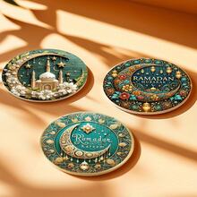 6pcs Islamic Ramadan Decorative Coasters, Islamic Gifts, Personalized Family Gift, Eid Gift, Ramadan Wedding Gifts, Gift For Couples, Coaster For Mugs Cups Home Kitchen Party Supplies - Multicolor - View 4