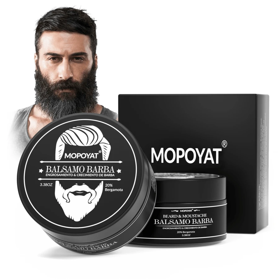 Crema para Barba MOPOYAT - ¡Refuerza el atractivo de tu barba! Nutre y fortalece la barba - Limpia profundamente - Crema para el crecimiento de la barba al 20 % - Sin alcohol