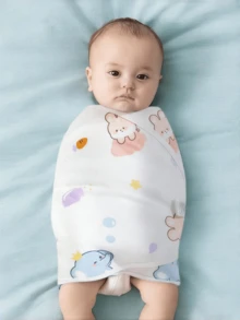 1件婴儿襁褓包巾，新生儿包巾，医院用襁褓毯，男女宝宝通用可调节襁褓套装，柔软婴儿睡袋，送给新生女宝宝的完美礼物 - 彩色 - 查看 12