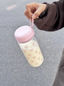 1pc High-Quality Pom-Pom Insulated Tumbler With Handle, Plastic Simple Heatproof Water Cup, Transparent Stylish Cup - Multicolor - View 4