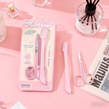可爱眉毛修剪器，专为初学者设计，女性必备修容工具 - 粉色 - 查看 4