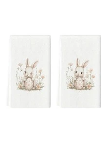 2pcs/4pcs Easter Bunny Pattern Kitchen Towels, Easter Egg Pattern Bathroom Towels, Easter Outdoor Party Towels, Easter Home Decor, Easter Kitchen Decor, Modern Style, Quick Dry, Super Soft Microfiber Material, Rectangular, 15.75IN*23.62IN/40*60CM Digital Printing Pattern, Suitable For Outdoor Party Decoration, Holiday Gifts - Multicolor - View 2
