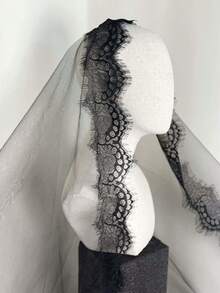 2025 New Halloween Lace Eyelash 1.5m/3 Meters Long High-End Bridal Veil, White/Ivory Color, Mantilla Wedding Veil, Autumn Wedding Dress For Women - A - View 23