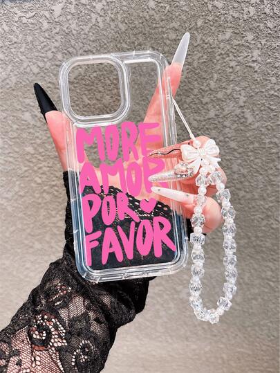 1pc New Arrival Hot-Selling Transparent Air Cushion Slogan Text Pattern Phone Case Compatible With IPhone 17 Pro Max/17 Pro/17/17 Pro Max/16/16 Pro/16 Plus/15 Pro Max/15 Pro/15 Plus/15/14 Pro Max/14 Pro/14/13 Pro/13/12 Pro/12/11/XS/XS Max/8 Plus/7, Anti-Drop Butterfly Lanyard Soft Cover For Galaxy S25/A14/A23 5G/A15/A32/A33/A24/A51/A53/S20 FE/S21/S22/S23/S24/S25/S24 Ultra/A71/A55/A36/S21 Ultra/S23 Ultra, For Friends, Family, Couples, Yourself, Couples, Holidays