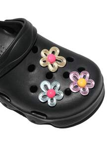 HOEASE Girls' Bright Color Breathable Lightweight Casual Perforated Sandals, Suitable For Beach, Pool, Gardening, Convenient Slip-On Shoes For All Seasons - Black - View 3