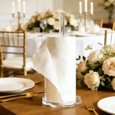 Portarrollos de papel acrilico para rollos estandar y de tamaño extra, organizador ordenado y ahorra espacio para la encimera de la cocina