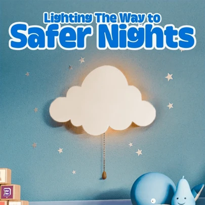 1pc Children's LED Cloud Shaped Wall Lamp Night Light, Floating Night Light With Chain, Multiple Patterns Available Such As Butterfly, Star, Moon, Soft Yellow Light, Suitable For Decorating Baby Room, Boys/Girls Room, Kids Bedside Lamp (Batteries Not Included)