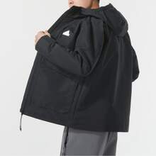 adidas CITY ESCAPE Wind.Rdy Jacket 純色Logo標識運動休閒保暖拉鍊連帽外套外套 男款 - 黑色 - 查看 5