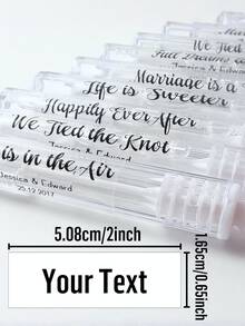 1/3/5 piezas Etiquetas personalizadas de burbujas para boda, pegatinas de recuerdos de fiesta, etiquetas transparentes personalizadas de agradecimiento, identificación de varitas de burbujas para devolución de lugar de boda, adecuado como regalo conmemorativo familiar - Modelo regular - Ver 2
