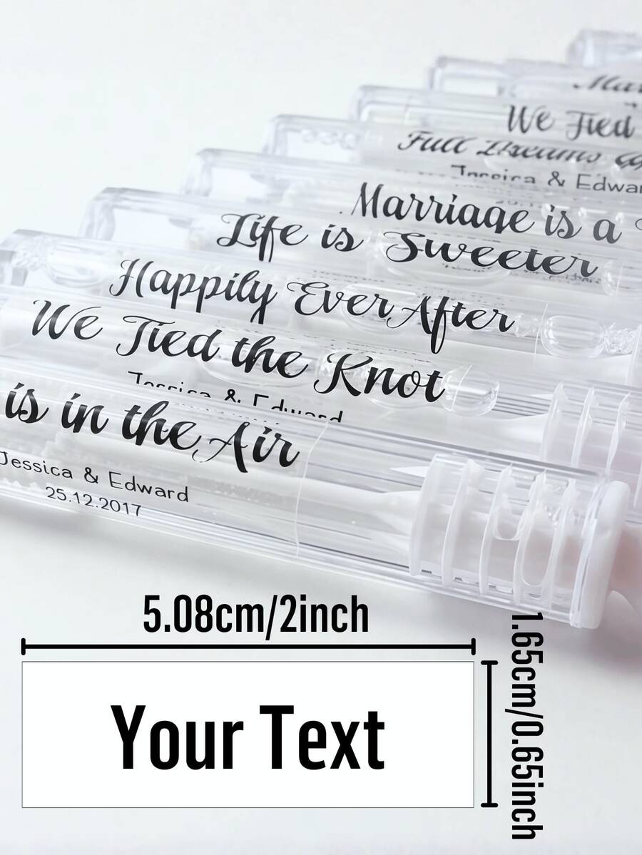 1/3/5pcs Customized Wedding Bubble Labels, Party Favor Stickers, Personalized Transparent Thank You Labels, Bubble Wand Identification, QR Code - Regular Model - View 1