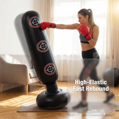 拳击沙袋，独立式拳击沙袋，用于增强回弹力，集中注意力，适用于练习空手道、跆拳道，减压拳击沙袋