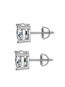 1 Pair 0.5ct-2ct S925 Sterling Silver 4-Prong Moissanite Screw Back Earrings, Classic & Elegant, Ideal Engagement/Wedding Jewelry Gift For Women - Threaded Moissanite Earrings - View 4
