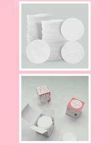 100pcs Thin Round Makeup Remover Pads | Fluff-Free, Portable Cleansing Wipes - Plain Weave - View 7