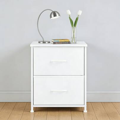 Nightstand With 2 Fabric Drawers, Multifunctional Side Table End Table Bedside Table, Small Compact Night Stands For Bedroom Living Room Dorm, Sturdy Frame Fabric Dresser Nightstand, Space-Saving Bedroom Furniture With Storage Drawers, Lightweight Bedside Storage Table For Small Spaces