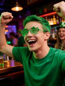 6副/1副 - 圣帕特里克节三叶草眼镜，三叶草眼镜，圣帕特里克节配饰派对礼品用品，婴儿派对礼品套装 - 彩色 - 查看 4