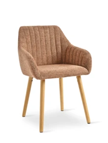 Goeurvant Modern Vertical-Stripe Upholstered Dining Chairs With Armrests And Solid Wood Legs For Dining Room, Kitchen, Living Room - Set Of 2 / Set Of 4 / Set Of 6 - Light Brown - View 5