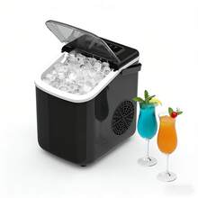 Commercial Ice Maker. It Can Produce 26 Pounds Of Ice Within 24 Hours And Make 9 Ice Cubes In 6 Minutes. It's A Portable Ice Maker With An Automatic Cleaning Function, Suitable For Home, Kitchen And Camping. Its Dimensions Are 11.77 * 11.24 * 8.90 Inches. - US B Type Plug(110-127V) - View 2