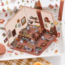 1张卡通迷你场景3D风景贴纸 DIY微缩房屋场景分层拼贴剪贴簿可爱礼物 圣诞节、生日（包装可能因批次而异） - 六邊形 - 查看 12