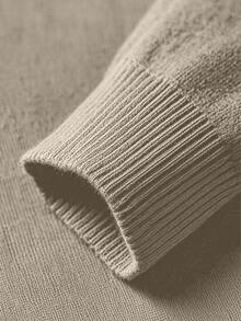 Men's Solid Color Long Sleeve Zip-Up Stand Collar Sweater, Versatile & Commuter-Friendly, Autumn/Winter - Camel - View 8