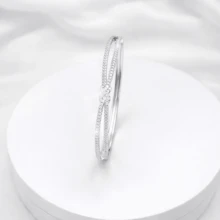 Unique And Luxurious Women's Bracelet In 925 Sterling Silver, Set With Cubic Zirconia And Plated In 18K Gold. - Bạc - Xem 3