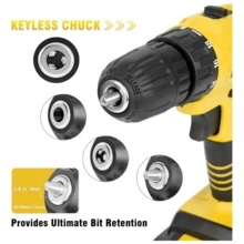 Cordless Impact Drill/Driver With 2 Batteries And Carrying Case, 48V - 黃色 - 查看 8