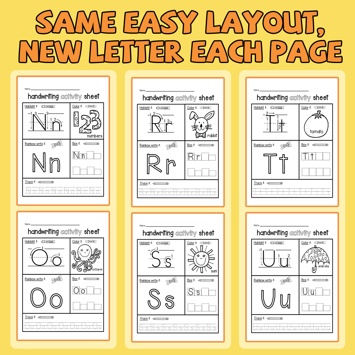 字母练习册——包含大小写字母描摹、笔画引导、字母发音和单词练习，清晰的书写线方便每日练习，有助于培养书写能力、字母识别能力、词汇量和早期阅读技能。