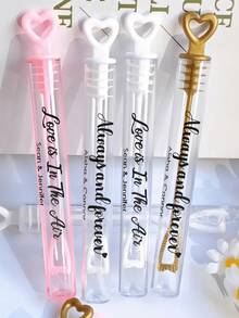 1/3/5 piezas Etiquetas personalizadas de burbujas para boda, pegatinas de recuerdos de fiesta, etiquetas transparentes personalizadas de agradecimiento, identificación de varitas de burbujas para devolución de lugar de boda, adecuado como regalo conmemorativo familiar - Modelo regular - Ver 6