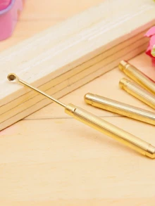 5/3/1 Set Mini Metal Ear Spoon Kit, With Keychain, Sterile, Batteryless, Suitable For Travel, School, Back To School, Travel Essentials, Home Essentials, Ear Cleaning - Gold - View 1