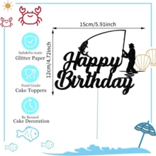 Gone Fishing Cake Topper, Fisherman Cake Decoration,Outdoor Themed Cake Decoration,Men Boy Birthday Fishing Party Decoration Supplies (Gone Fishing Cake Topper) - Multicolor - View 8