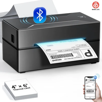 Marklife D100 4x6 bärbar termisk etikettskrivare, Bluetooth-etikettskrivare, lämplig för postlogistik och anpassade etiketter - kompatibel med Apple-, Android- och Windows-system, och utrustad med 20 ark utskriftspapper. Alla hjärtans dag-present