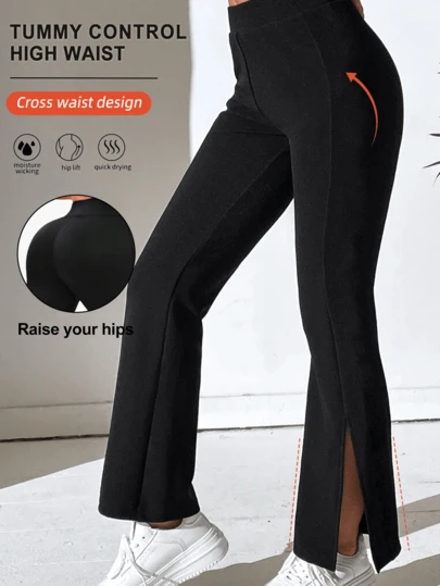 1pc Women's Solid Color Flared Casual Pants