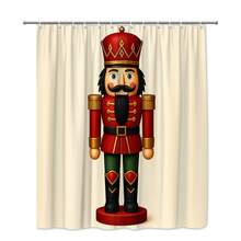 Nutcracker Shower Curtain Holiday Decor - White - View 7