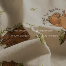 Pijama Americano Feminino Amamentação Baby Doll 100% Algodão Malha Confortável - Capivara - Visão 3