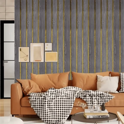 1 Roll Gray Wood Grain Self-Adhesive Wallpaper, PVC Peel And Stick Wall Paper, Thick Waterproof Easy To Apply And Remove, Suitable For Bedroom, Living Room, Ceiling, Countertop, Cabinet, Furniture And Home Decor Renovation