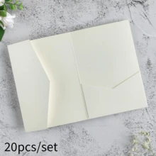 20 piezas de tarjetas de invitación perladas, tarjetas de felicitación con triple pliegue, sobres de bolsillo RSVP, invitaciones de boda, tarjetas de papel dorado, para decoraciones y suministros de fiesta de boda, quinceañera, bautizo, despedida de soltera (rosa, dorado, burdeos, beige, blanco, azul marino) - 20 piezas - Ver 22