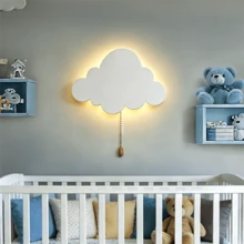 1 st flytande molnvägglampa, batteridriven LED-nattlampa, varmvitt ljus med utdragbar strömbrytare, stjärn-, måne- och fjärilsmönster, lämplig för barnrum, barnrum, babyfest, konstnärlig tecknad molnlampa, ingen kontakt krävs, presentkreativitet, barnrum, sovrumslampa (exklusive batteri) - Batteriversion - Visa 7