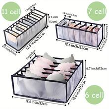 3pcs Space-Saving Bra Organizers - Versatile Closet Drawer Dividers For Lingerie, Socks & Accessories - Durable Foldable Nylon Storage Solution With 6/ 7/ 11 Cell Compartments - Transparent Black Accessory Clear Visibility Storage - 黑色 - 查看 9
