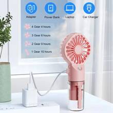 مروحة رذاذ محمولة قابلة للشحن - مروحة مرطب صغيرة بشحن USB بسعة 800mAh، مناسبة للسفر والاستخدام الخارجي، مروحة محمولة، مروحة صغيرة، مع رذاذ رذاذ - متعدد الألوان - مشاهدة 5