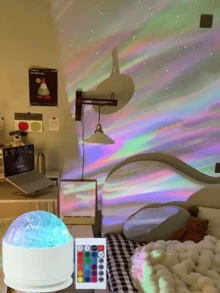 1pc Northern Lights Projection Lamp - USB Mood Light With Remote, 16 Color Adjustable & Changing - Ideal For Gaming Room, Bedroom, Living Room Decor - Great Valentine's Day Gift - Multicolor - View 3