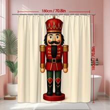 Nutcracker Shower Curtain Holiday Decor - White - View 6