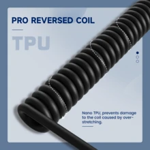 ATTACK SHARK C01 超长螺旋 USB-C 转 A 机械键盘连接线，RGB 灯效插头，双层编织游戏线，带可拆卸金属航空插头，适用于主流游戏主机、键盘和鼠标 - 彩色 - 查看 3