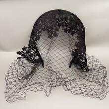 1件1920年代复古风格网状发带，适合新娘、婚礼、下午茶派对、女士头饰、万圣节、秋季服装 - 黑色 - 查看 3