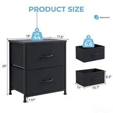 Nightstand With 2 Fabric Drawers, Multifunctional Side Table End Table Bedside Table, Small Compact Night Stands For Bedroom Living Room Dorm, Sturdy Frame Fabric Dresser Nightstand, Space-Saving Bedroom Furniture With Storage Drawers, Lightweight Bedside Storage Table For Small Spaces - 黑色 - 查看 6