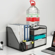 Organizadores de escritorio y accesorios, organizador de archivos de bandeja de papel de 4 niveles con portalápices, accesorios de escritorio de oficina para suministros de oficina, para oficina y hogar. - Negro - Ver 4