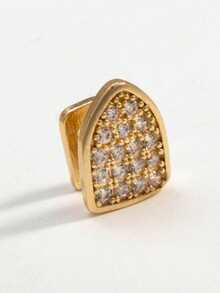 1件简约时尚百搭镶钻牙饰，适合派对和日常佩戴 - 金色 - 查看 2